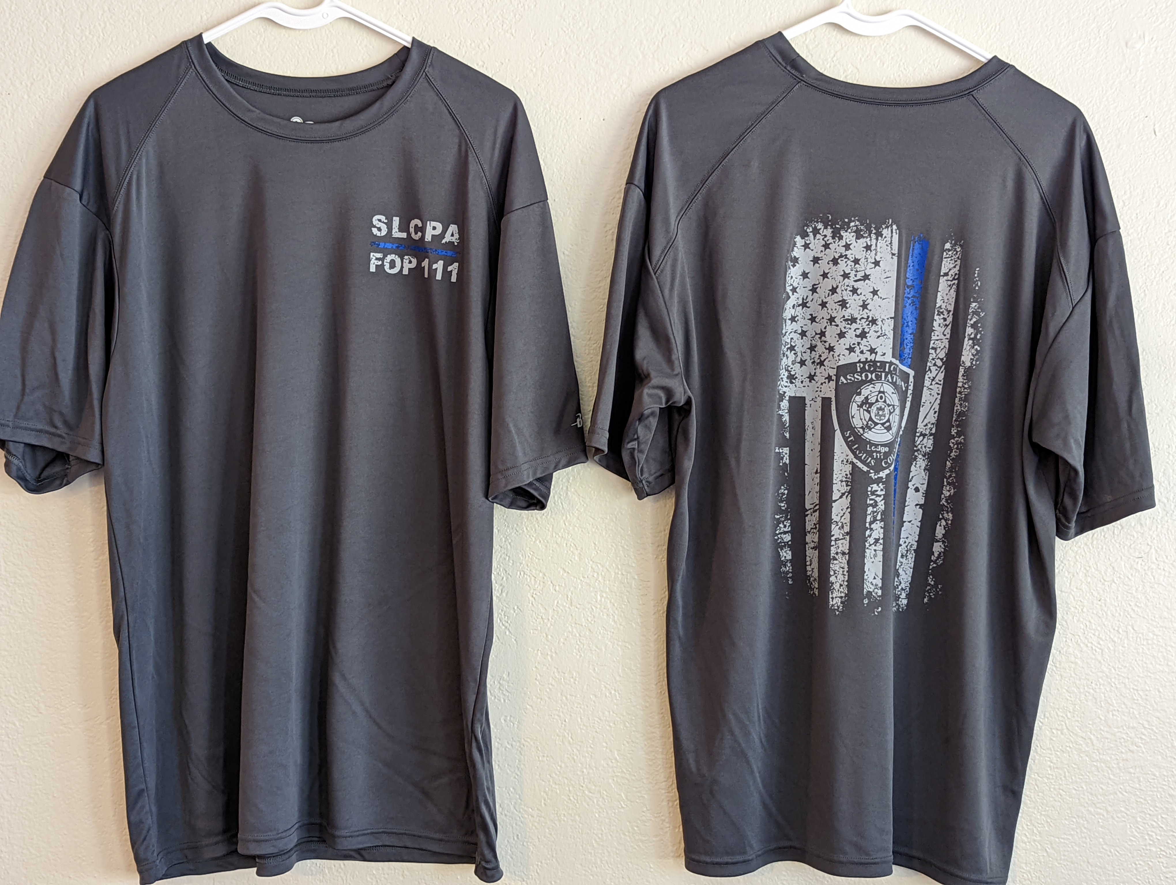 SLCPA FOP 111 Thin Blue line flag T-Shirt - graphite